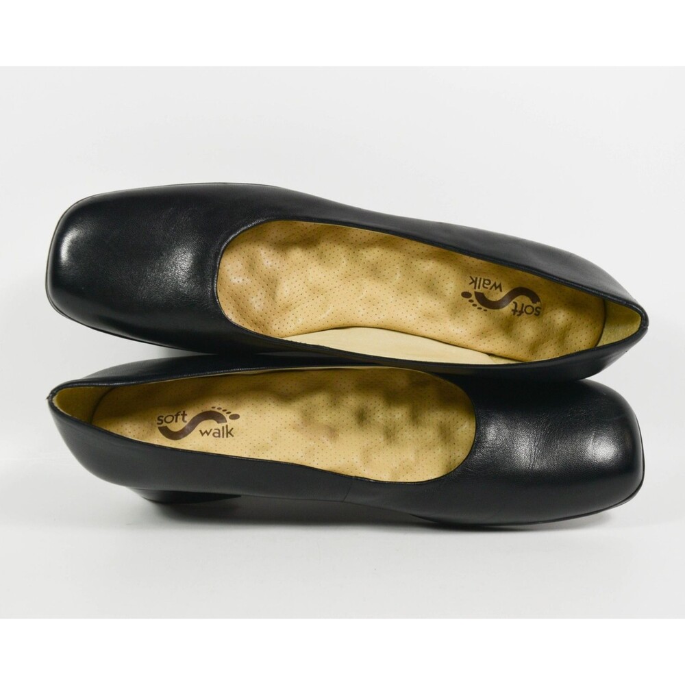 Softwalk Black Leather Low Block Heel Slip On Comfort Pumps Loafers Sz 10N - Picture 6 of 7